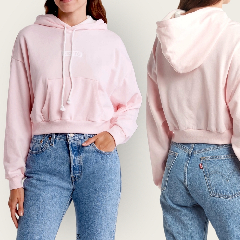 NEW Levi's® Laundry Graphic Pink Crop Hoodie Size Medium